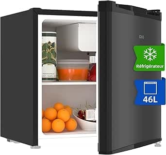 CHIQ Mini réfrigérateur 46L, 47x44,7 cm, Réfrigérateur de table avec porte-bouteilles, Thermostat réglable, Faible bruit, Pour chambre, Cuisine, Salon foncé 2023