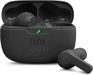 JBL Wave Beam, Écouteurs Intra-Auriculaires sans Fil, Résistance à l'Eau IP54 et IPX2, Appels Mains Libres et Batterie à Autonomie de 32 heures, en Noir