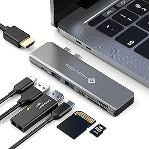 NOVOO Adaptateur Mac, Hub USB C 7-en-2 Adaptateur avec PD 100W, USB 3.0, Lecteur de Carte SD/TF, Adaptateur USB C HDMI pour Macbook Air/Pro M1 M2