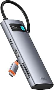 Baseus Hub USB C 7 en 1 Adaptateur avec 4K@60Hz HDMI, PD 100W, 3 USB-A 3.0 5Gbps, Lecteur Carte SD/TF, Stations d'accueil pour Ordinateur Portable MacBook/Surface Pro/iPad/Steam Deck/Rog Ally/Samsung